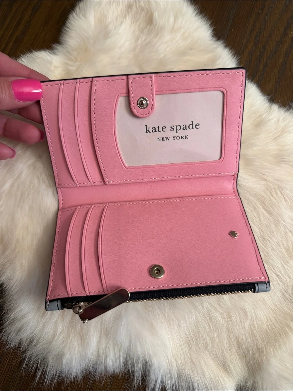 Kate Spade Bradley Gingham Print Leather Bifold Wallet NWOT